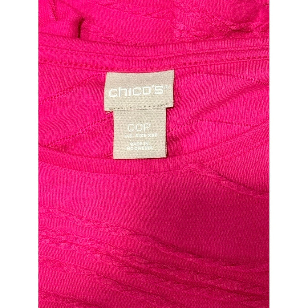 Chico's Dark Pink Textured Long-Sleeve Tee Ladies Size XS Petite