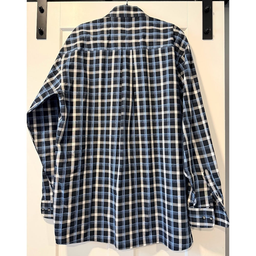 Vintage Wrangler George Strait Plaid Button-Front Cotton Shirt Men's Large