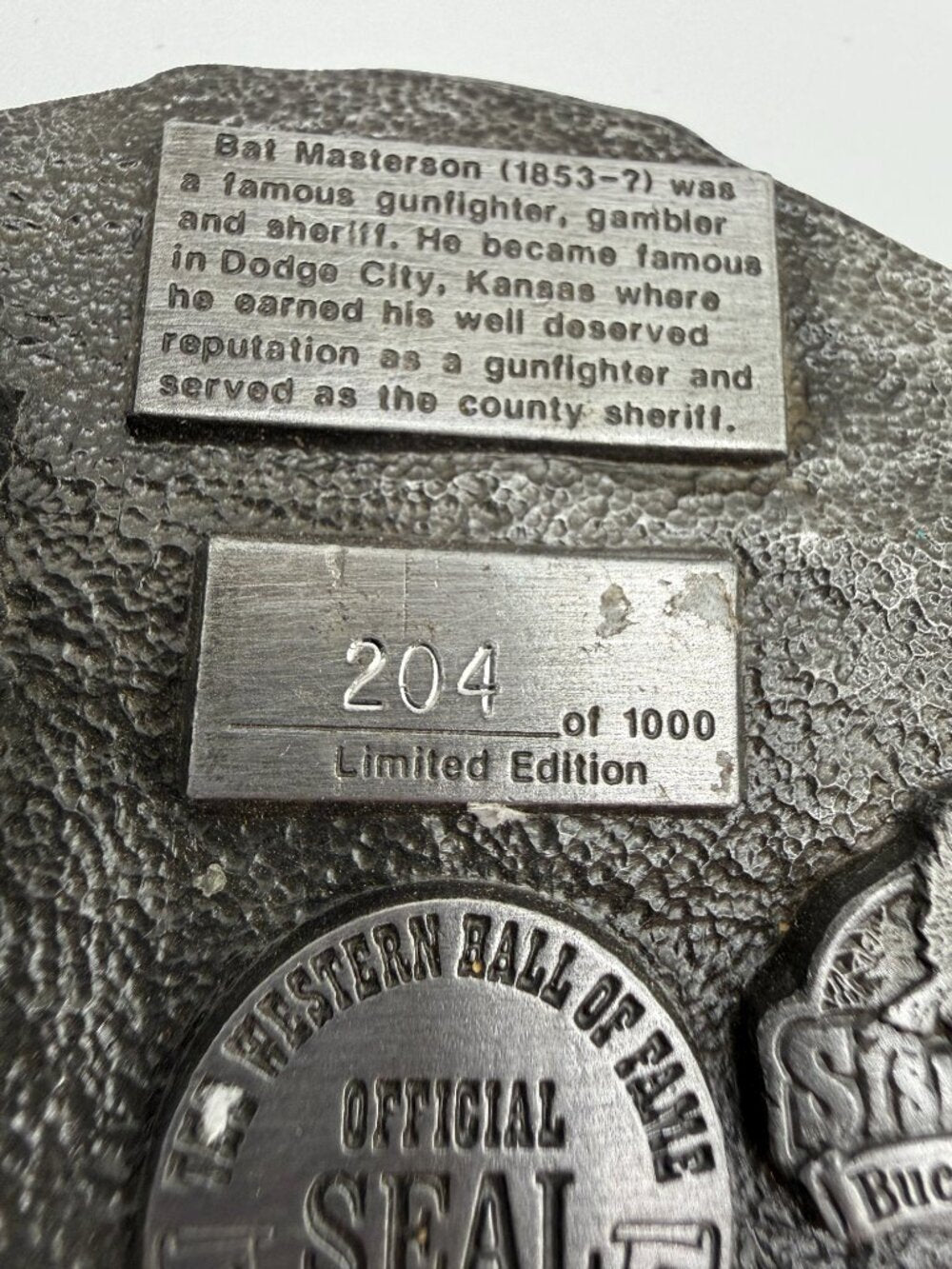 Limited Edition 1988 Western Hall of Fame Bat Masterson Siskiyou Belt Buckle