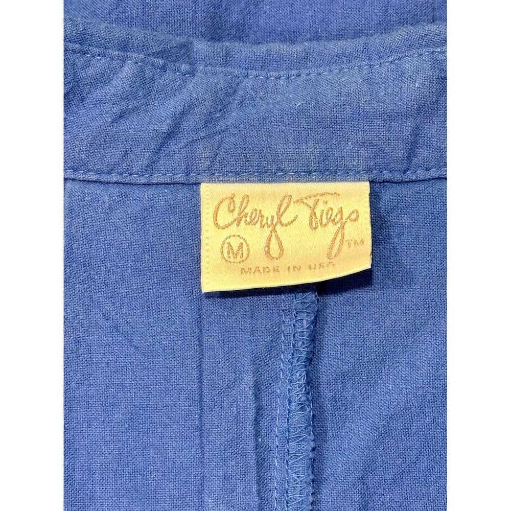 Vintage Cheryl Tiegs Royal Blue Button-Front Blouse Ladies Size Medium