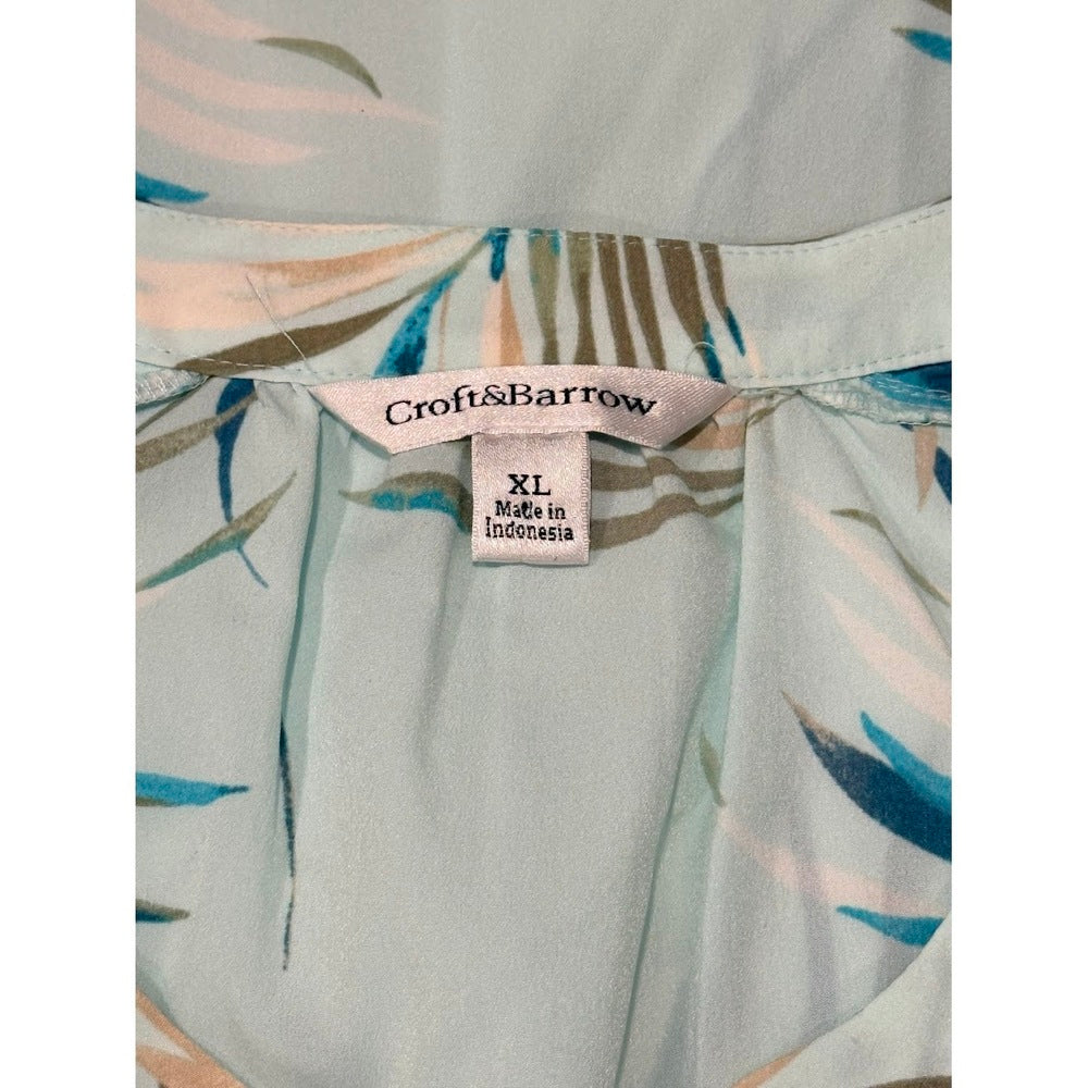Croft & Barrow Cap-Sleeve Light Blue Floral Dressy Blouse Ladies Sz XL