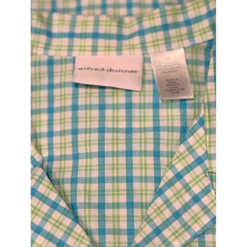 Vintage Alfred Dunner Teal & Lime Short-Sleeve Embroidered Blouse Sz 18