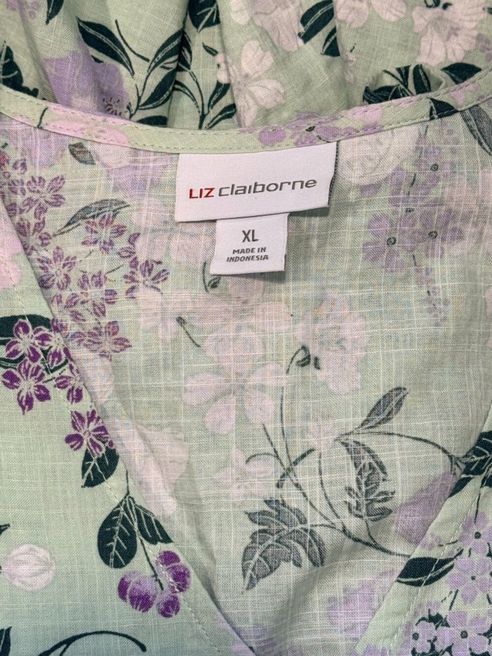 Vintage Liz Claiborne Lightweight Floral Cotton Long-Sleeve Blouse XL