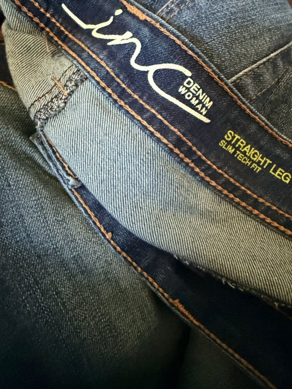 INC International Concepts Straight Leg Slim Tech Fit Blue Jeans