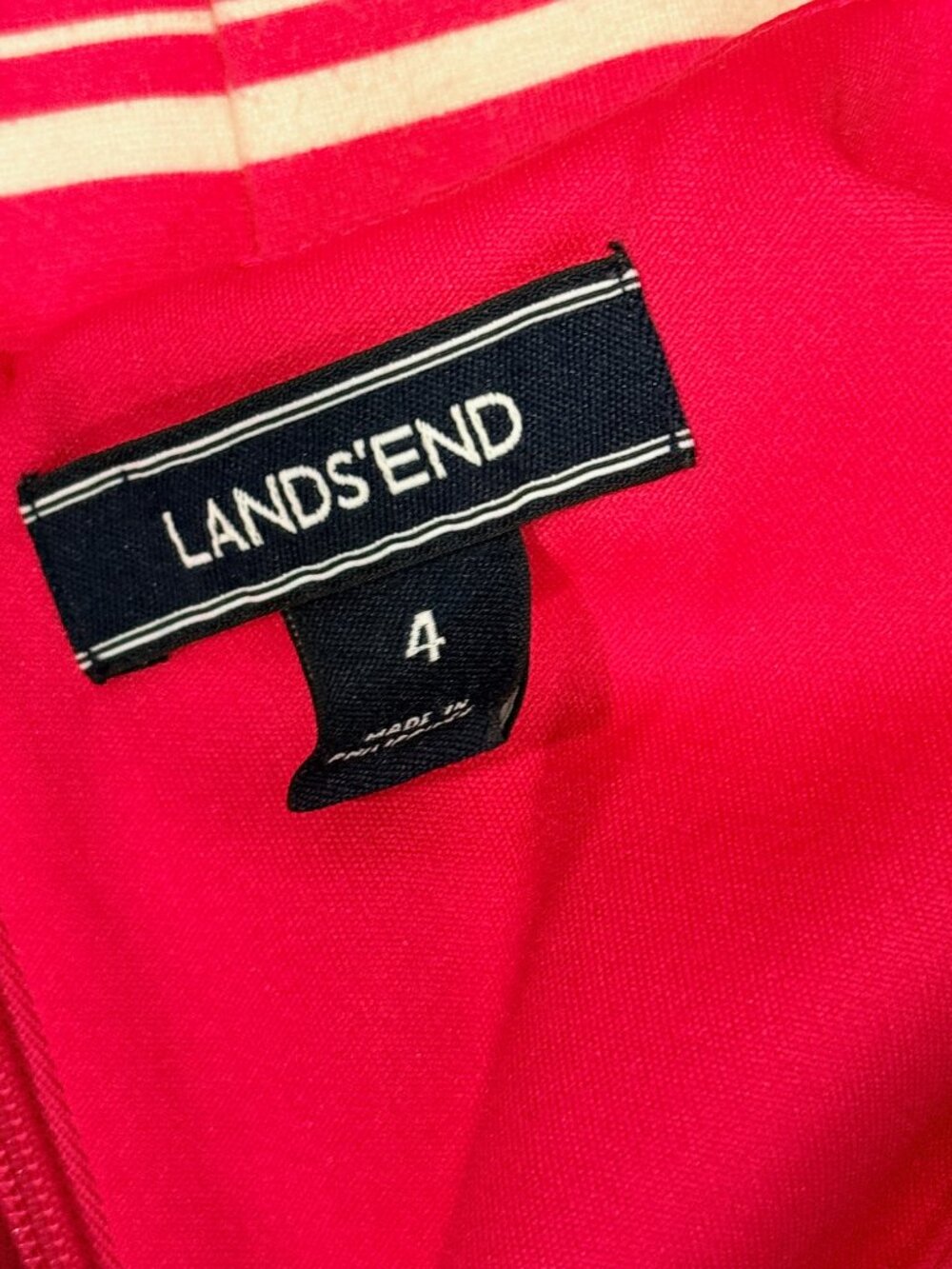 Lands' End Pink and White Stripe Scuba Knit Sleeveless Dress