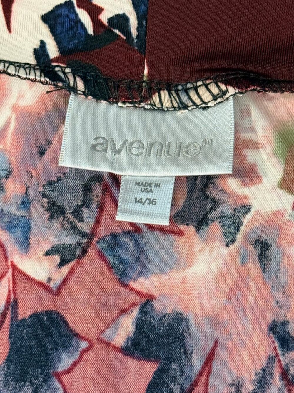 Avenue Burgundy Floral Print Short-Sleeve Crossover Bodice Dress