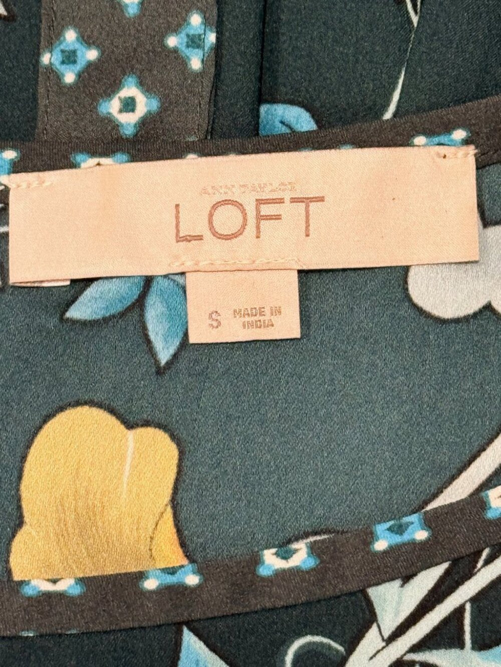 LOFT Teal & Multicolor Flowy Floral Dress