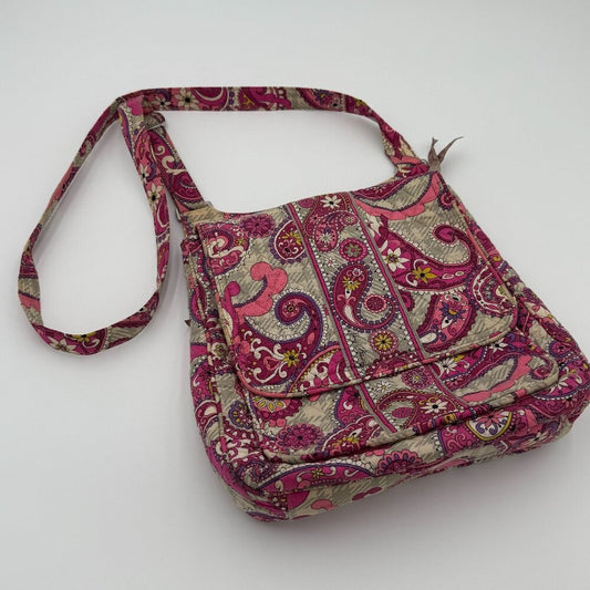 Vera Bradley Large Pink Paisley Shoulder Bag Purse