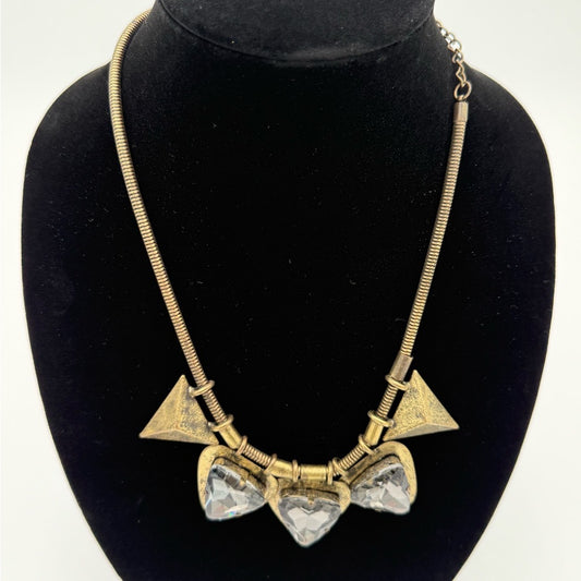 Stylish Bronze Serpentine Necklace With Geometric and Sparkly Pendants