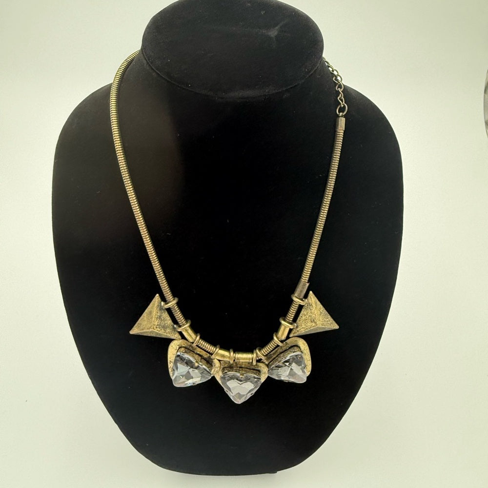 Stylish Bronze Serpentine Necklace With Geometric and Sparkly Pendants