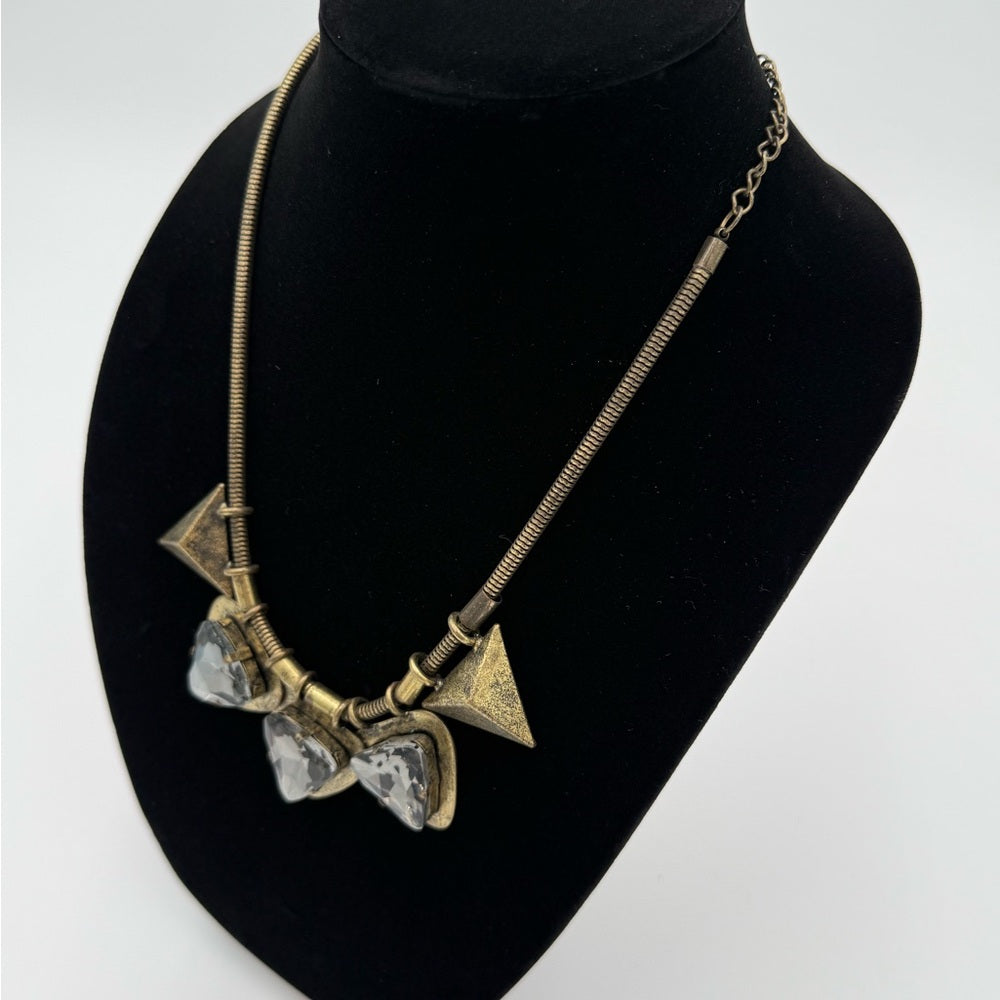 Stylish Bronze Serpentine Necklace With Geometric and Sparkly Pendants