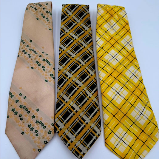 Bundle of 3! Men’s Vintage Ties, Yellow and Green