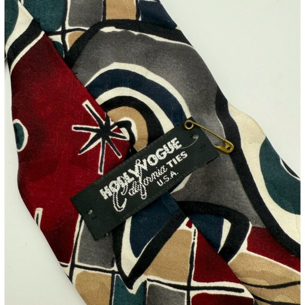 Vintage Men's Neck Tie HollyVogue California Ties, 100% Silk, Artistic Swirs