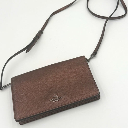 Coach Bronze Leather Wallet Crossbody Bag