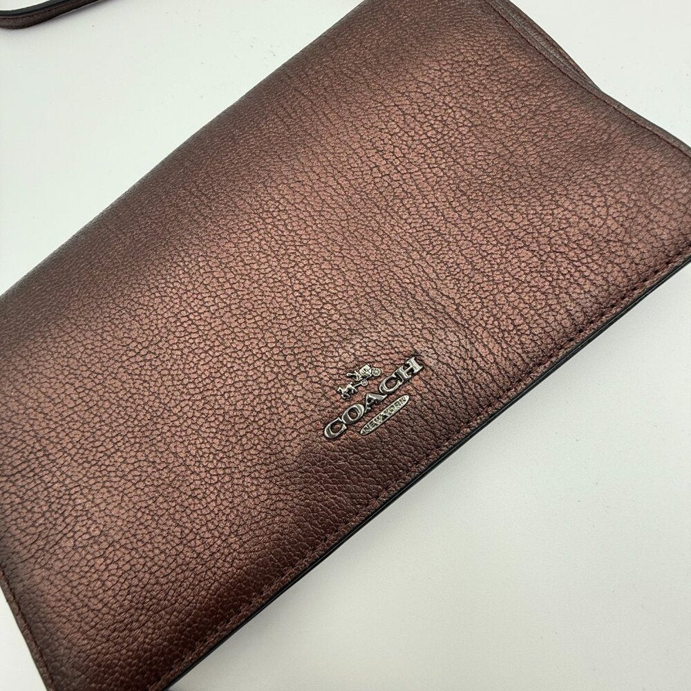 Coach Bronze Leather Wallet Crossbody Bag