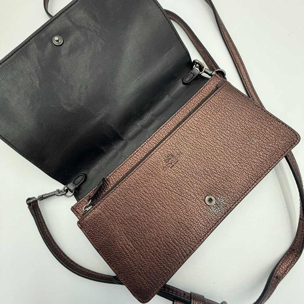 Coach Bronze Leather Wallet Crossbody Bag