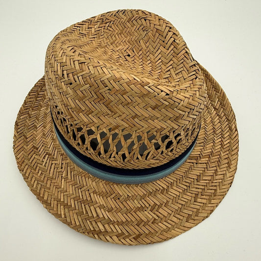 San Diego Hat Company Men's Tan Straw Hat with Blue Striped Band