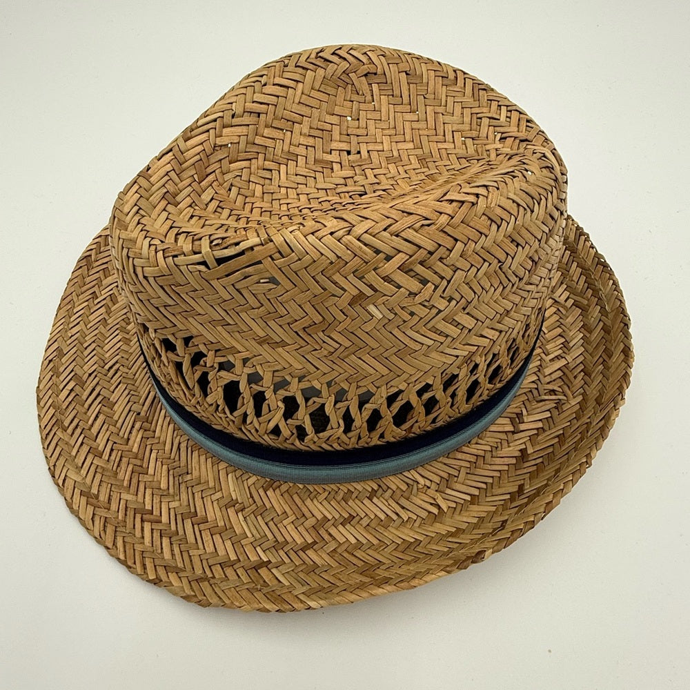 San Diego Hat Company Men's Tan Straw Hat with Blue Striped Band