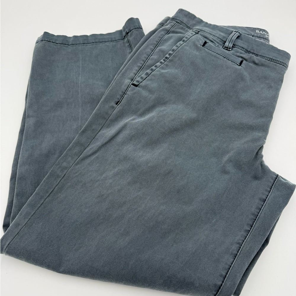 Slate Gray-Blue Ladies Banana Republic Boyfriend Crop Chino Pants Sz 8