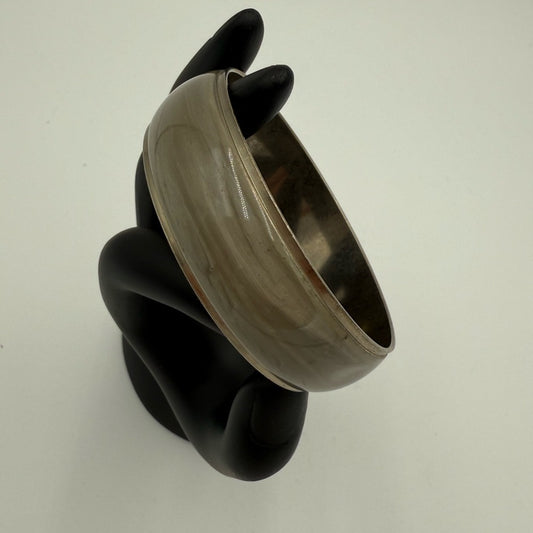 Vintage Gray Enamel and Silver-Tone Bangle Bracelet