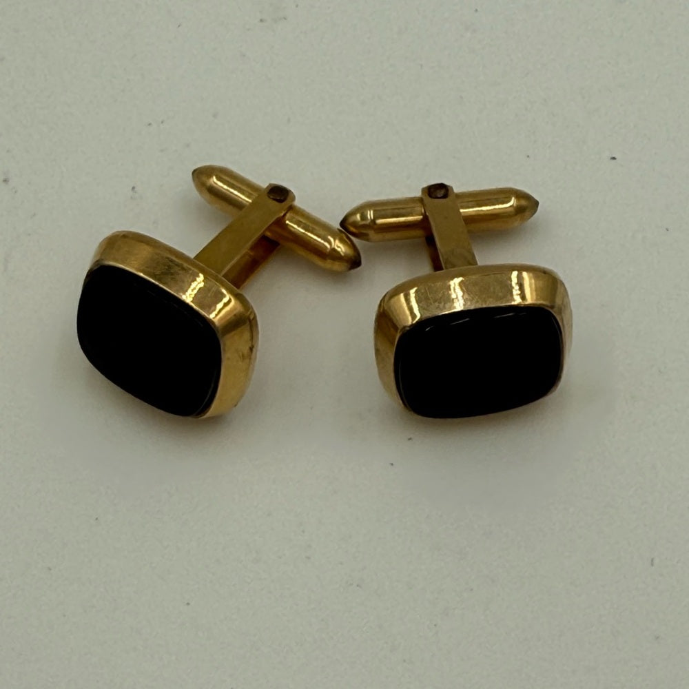 Vintage Gold-Tone and Black Cufflinks