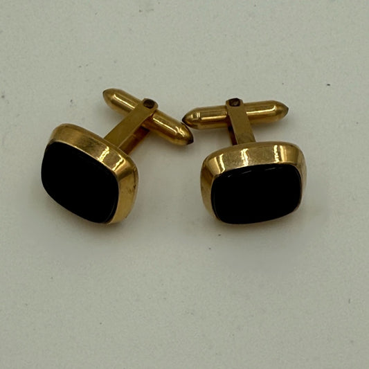 Vintage Gold-Tone and Black Cufflinks
