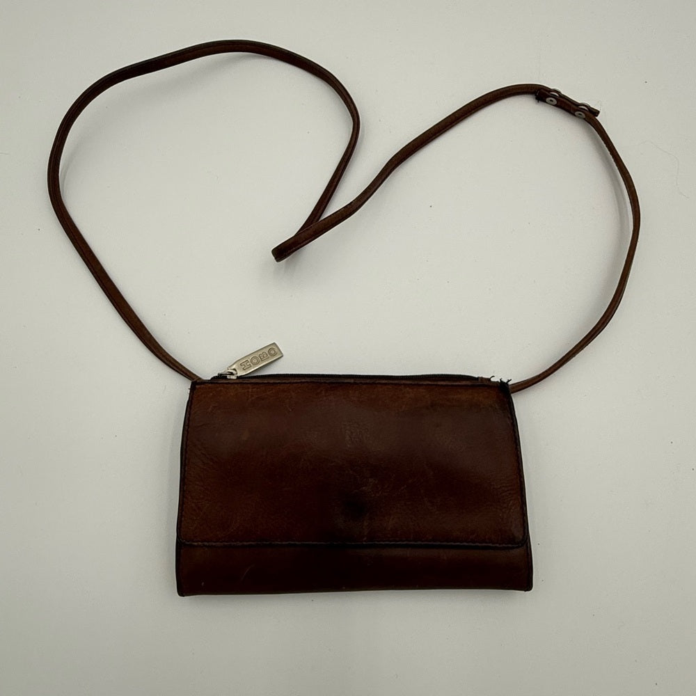 Vintage Hobo International Brown Leather Crossbody Wallet Bag