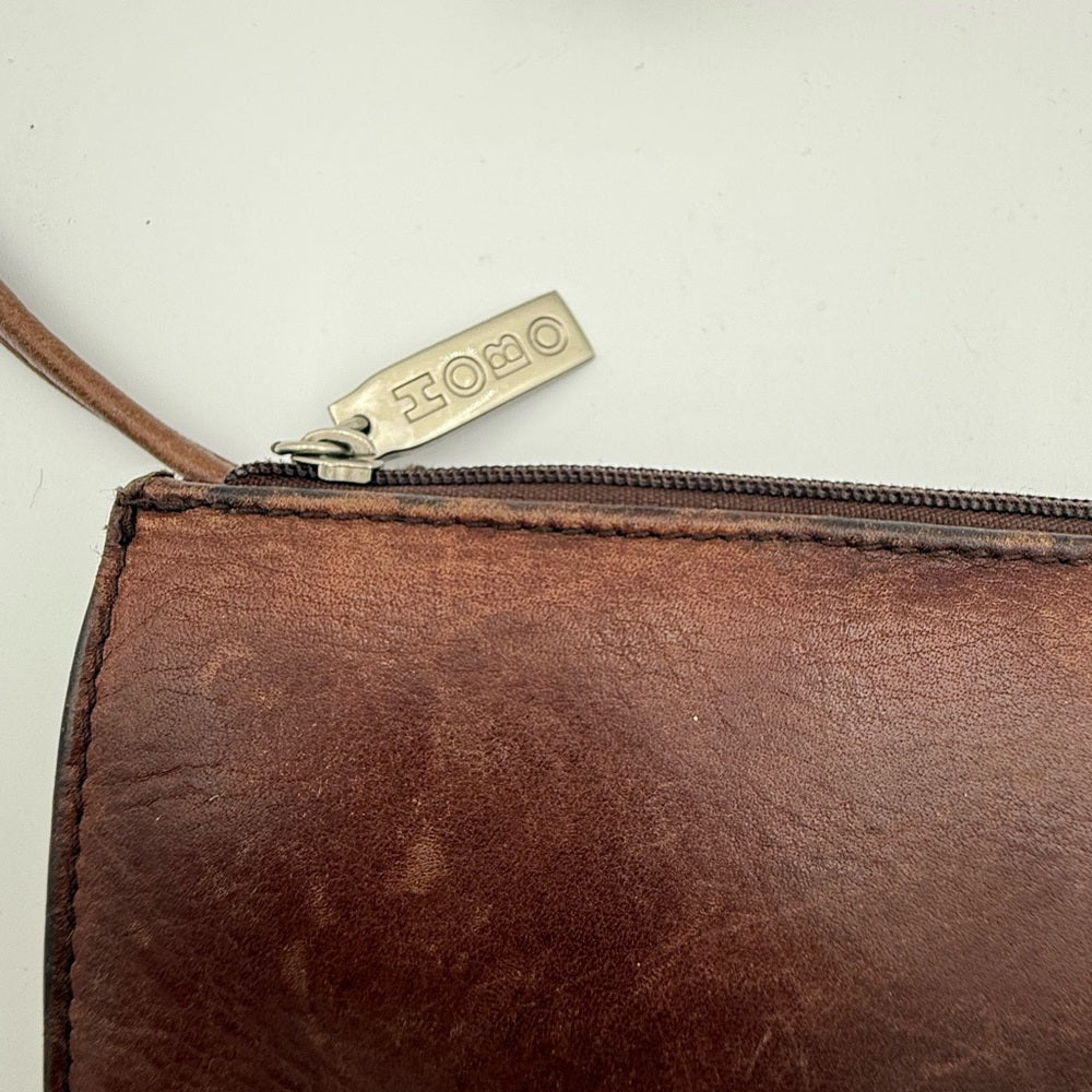 Vintage Hobo International Brown Leather Crossbody Wallet Bag