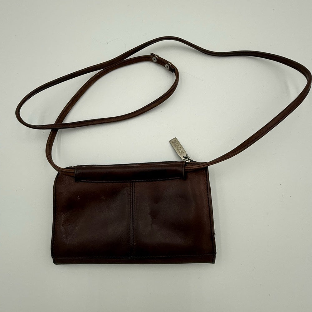 Vintage Hobo International Brown Leather Crossbody Wallet Bag
