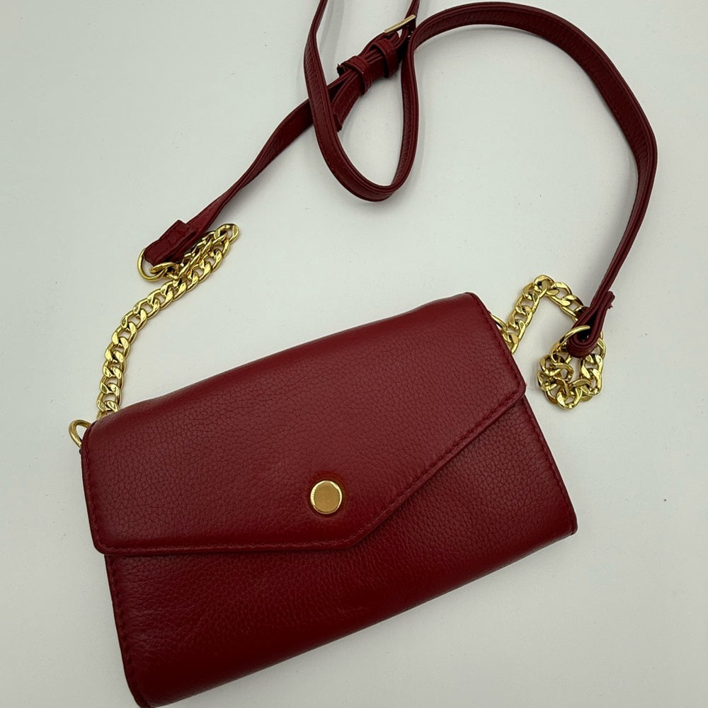 Stella & Max Elegant Red Faux Leather Crossbody Bag