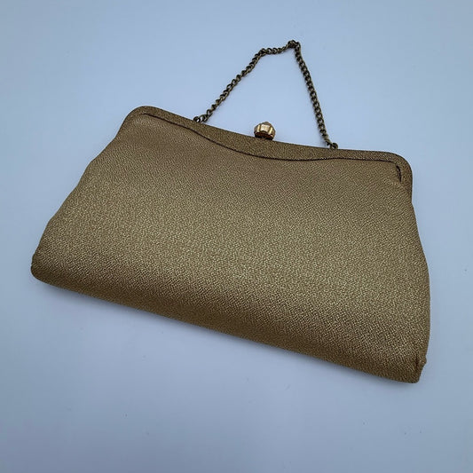 Vintage Gold Sparkle Snap Closure Chain Handle Evening Bag