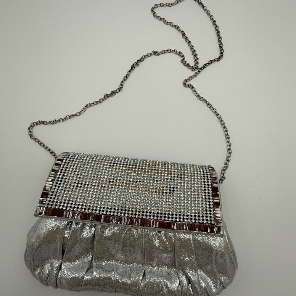 Vintage Silver Chain Sparkle CZ Shoulder  Bag