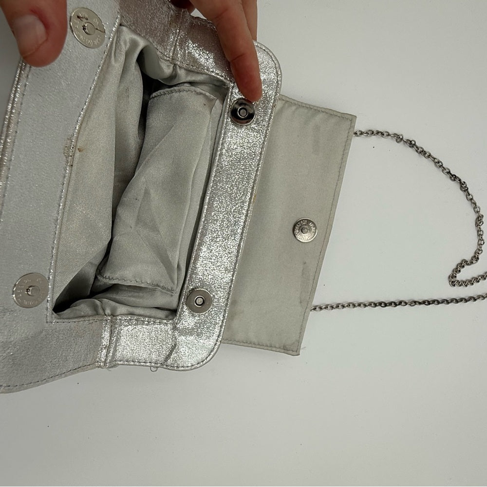Vintage Silver Chain Sparkle CZ Shoulder  Bag