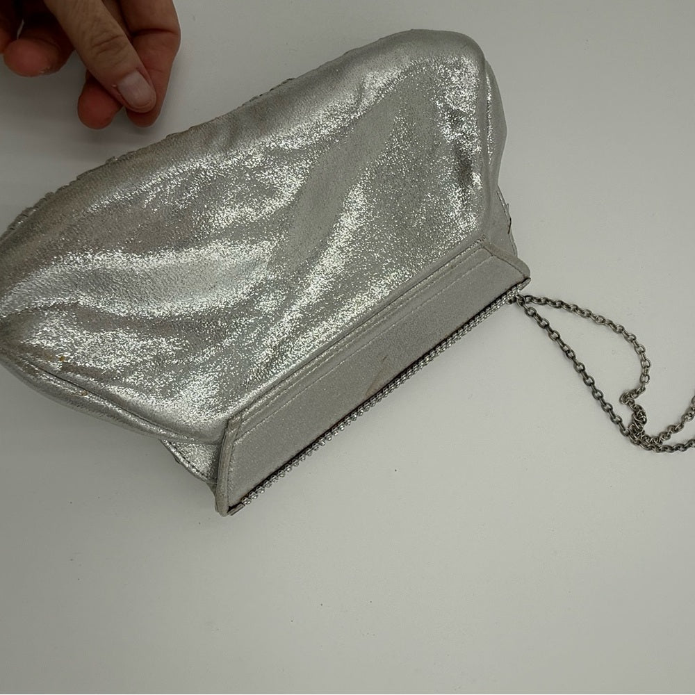 Vintage Silver Chain Sparkle CZ Shoulder  Bag