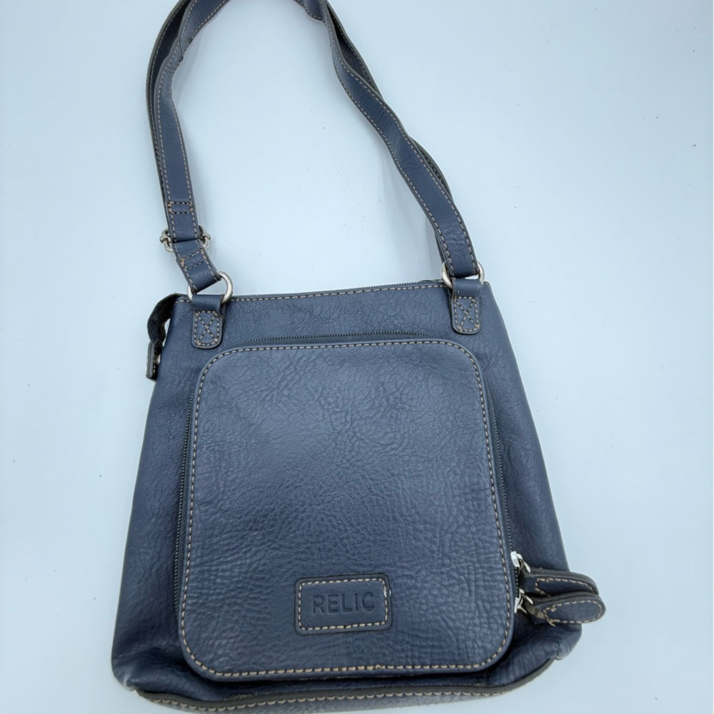 Relic Navy Blue Leather Crossbody Shoulder Bag