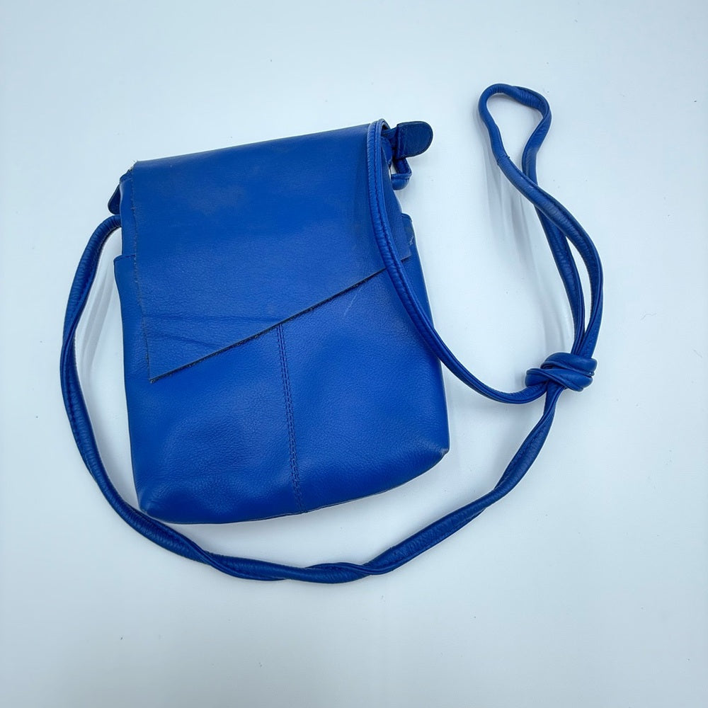 Vintage Royal Blue Leather Crossbody Bag