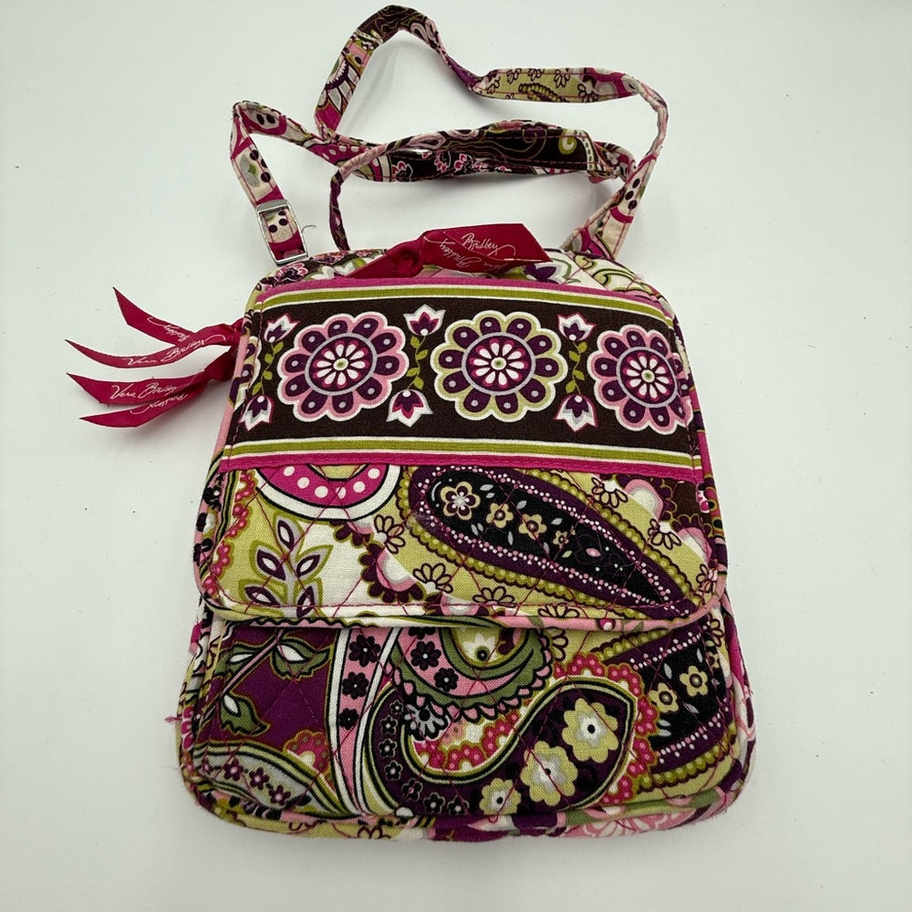 Vera Bradley Pink and Purple Floral and Paisley Patterned Women's Crossbody Bag