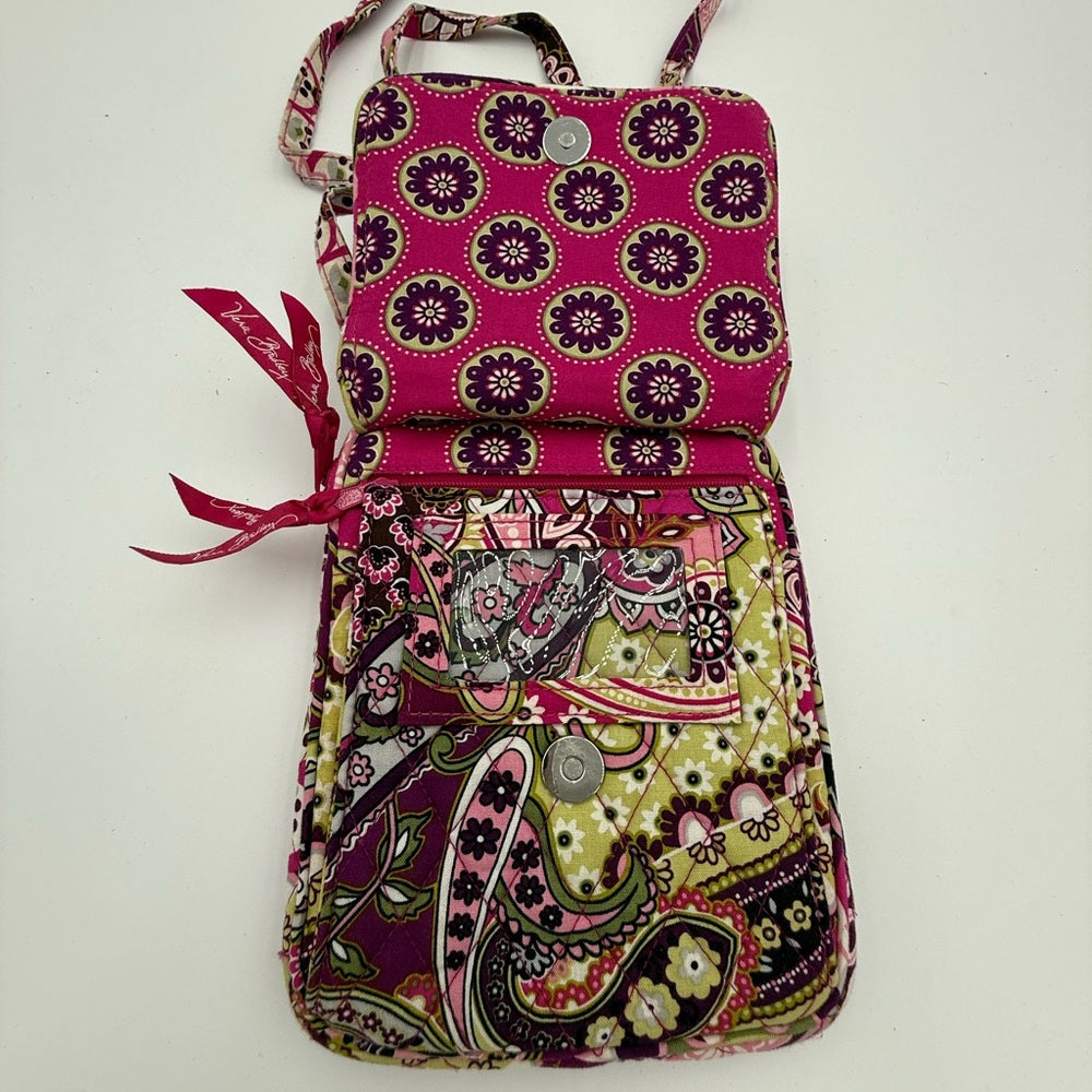 Vera Bradley Pink and Purple Floral and Paisley Patterned Women's Crossbody Bag