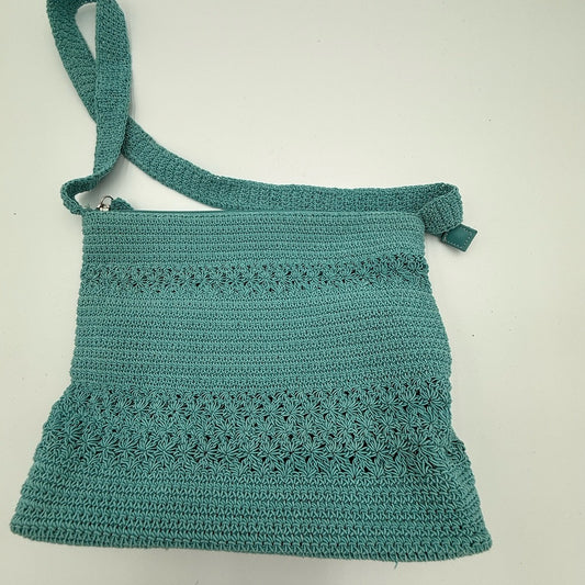 Amanda Smith Vintage Teal Crochet Shoulder Bag