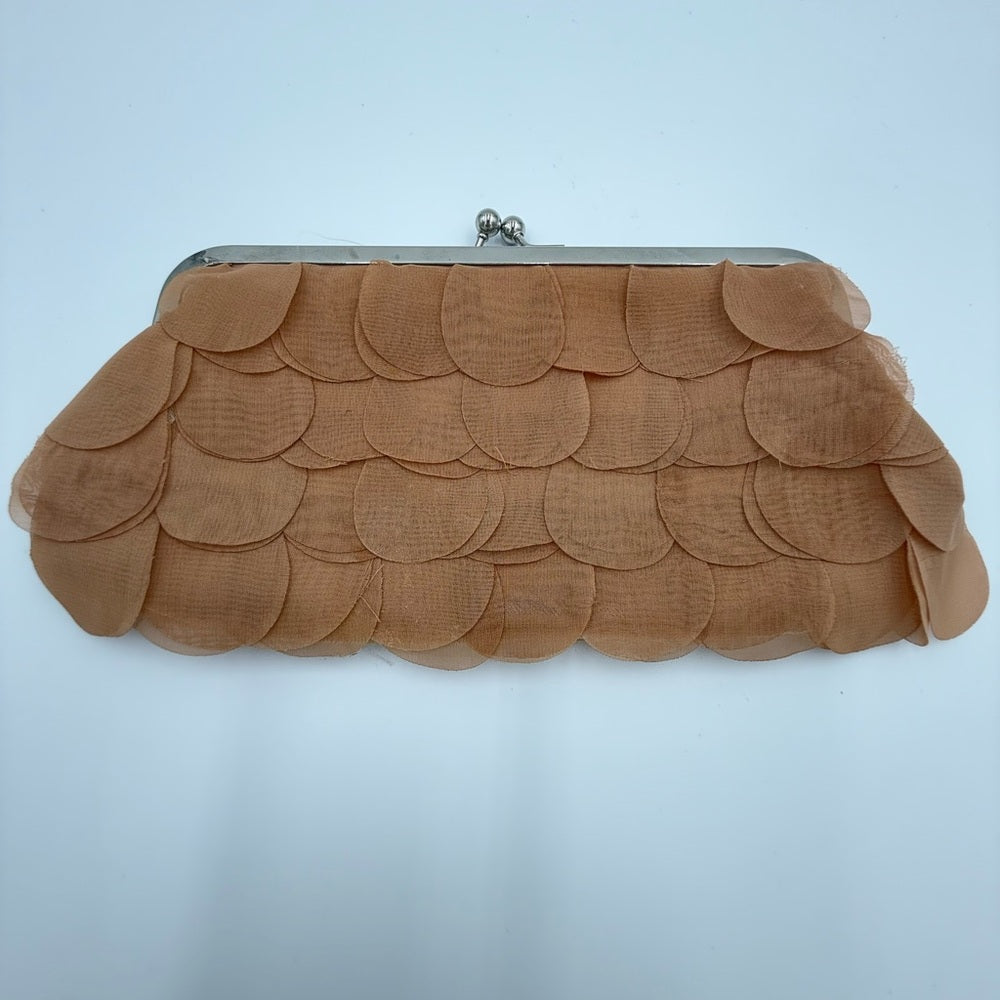 Elegant Tan Clutch Evening Bag With Chain Handle by Bijoux Terner