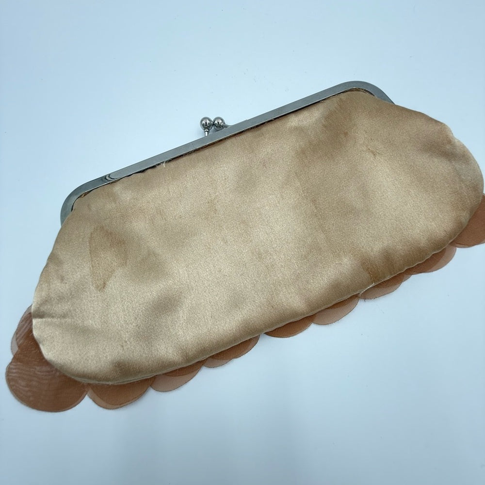 Elegant Tan Clutch Evening Bag With Chain Handle by Bijoux Terner