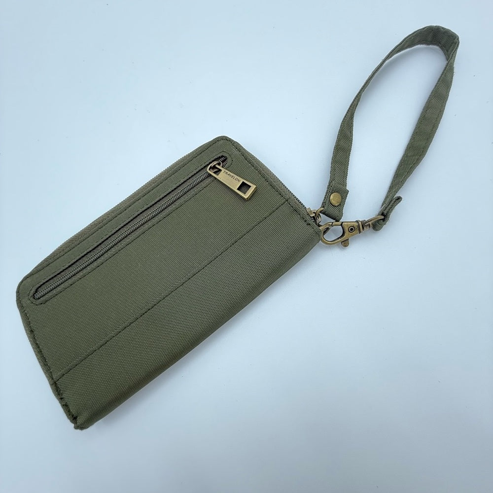 Travelon Olive Wristlet Wallet With Zip-Around Closure