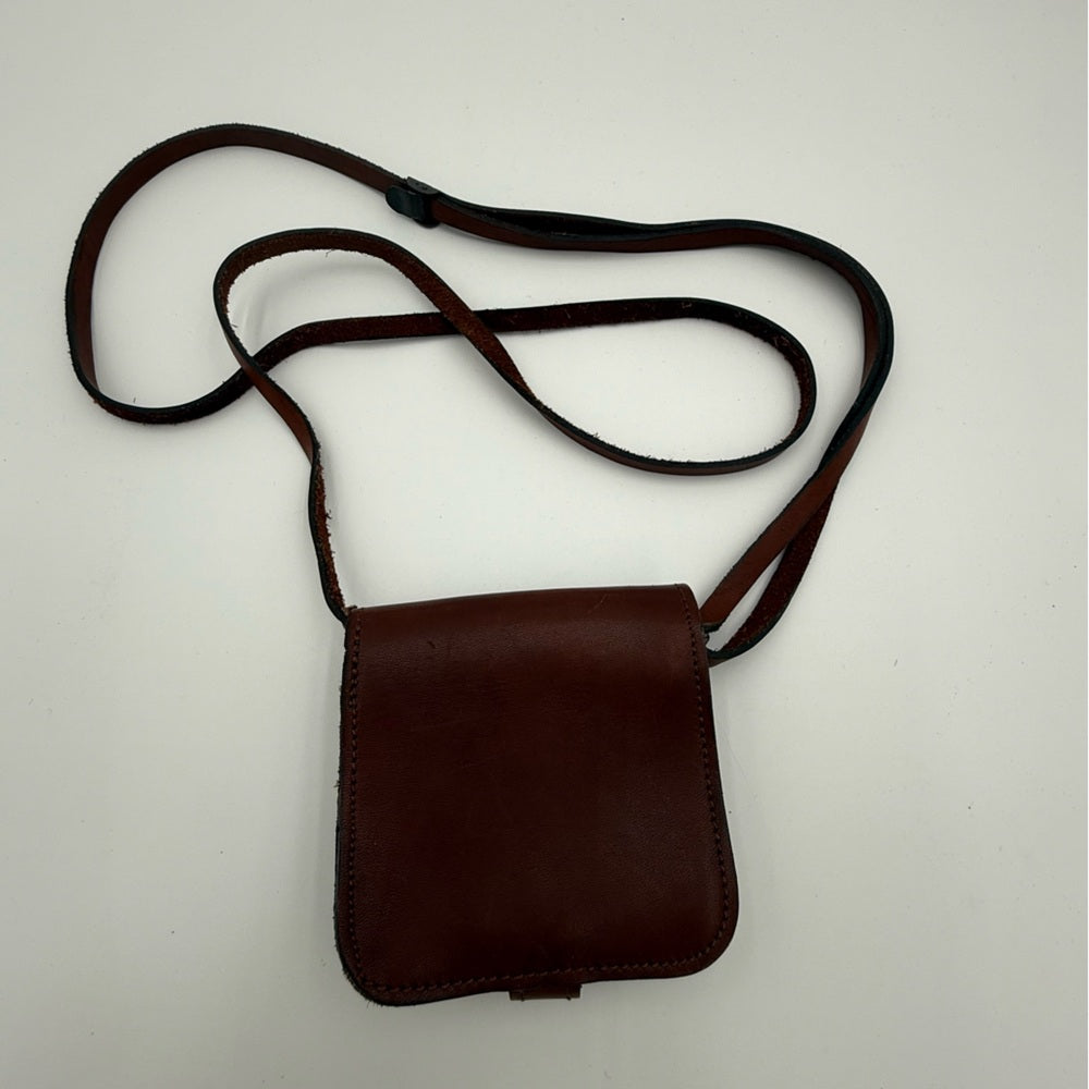 Vintage Brown Leather Crossbody Pouch Small Bag