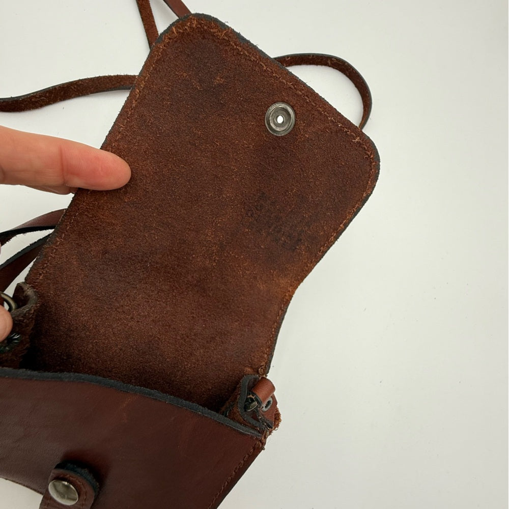 Vintage Brown Leather Crossbody Pouch Small Bag