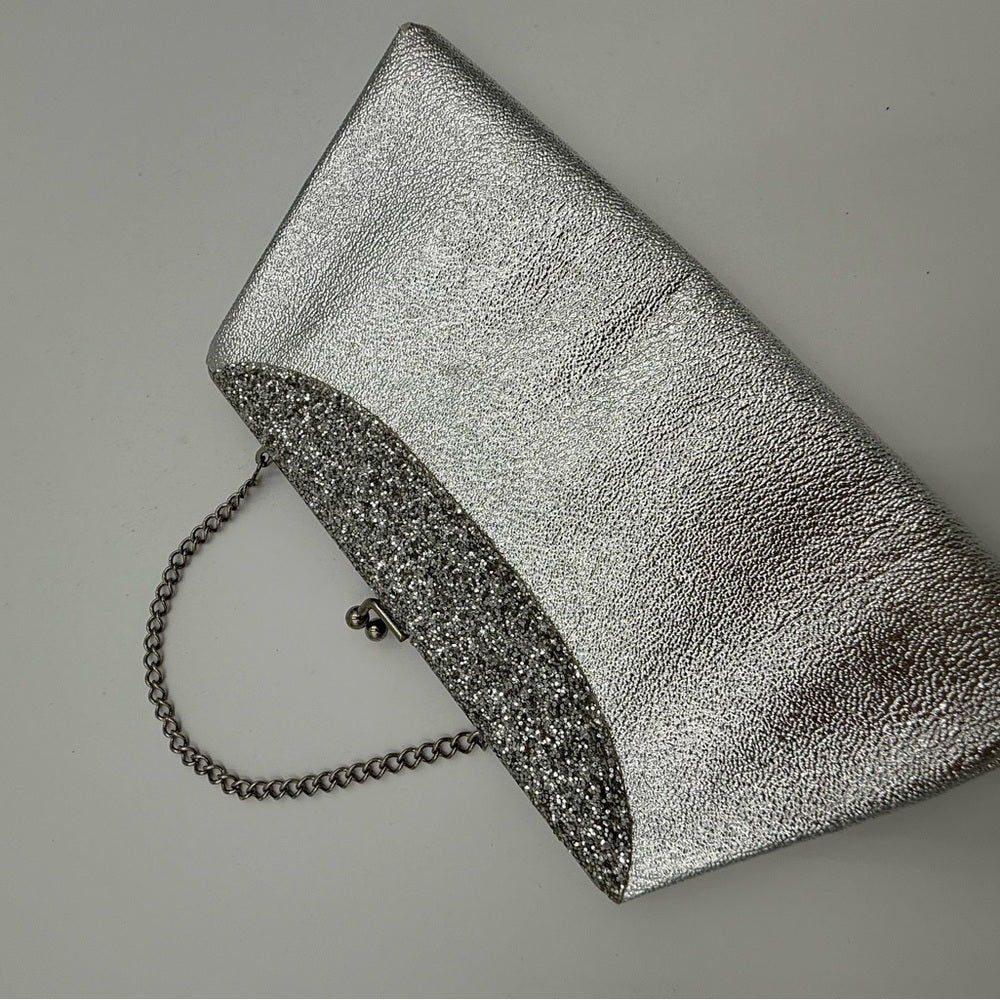 Elegant Vintage Silver Clutch Evening Bag Bag With Chain Handle
