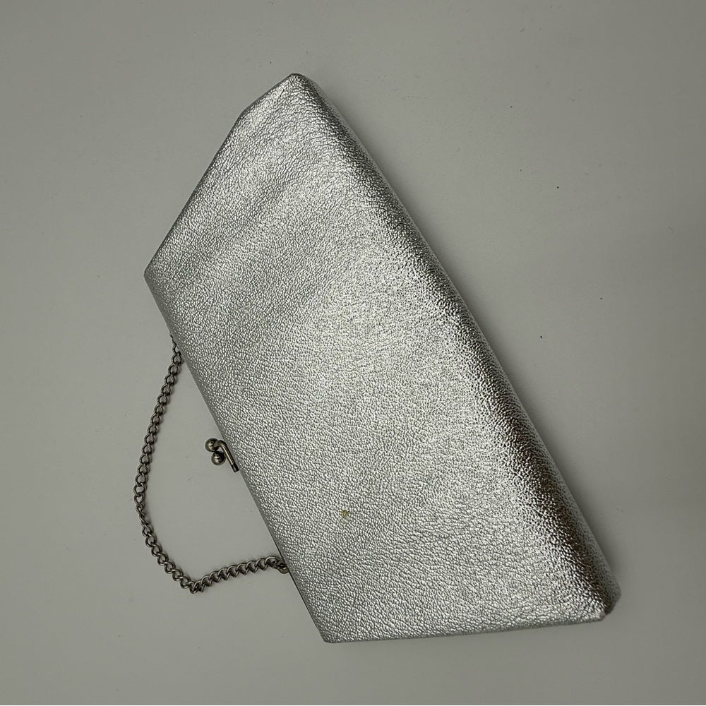 Elegant Vintage Silver Clutch Evening Bag Bag With Chain Handle