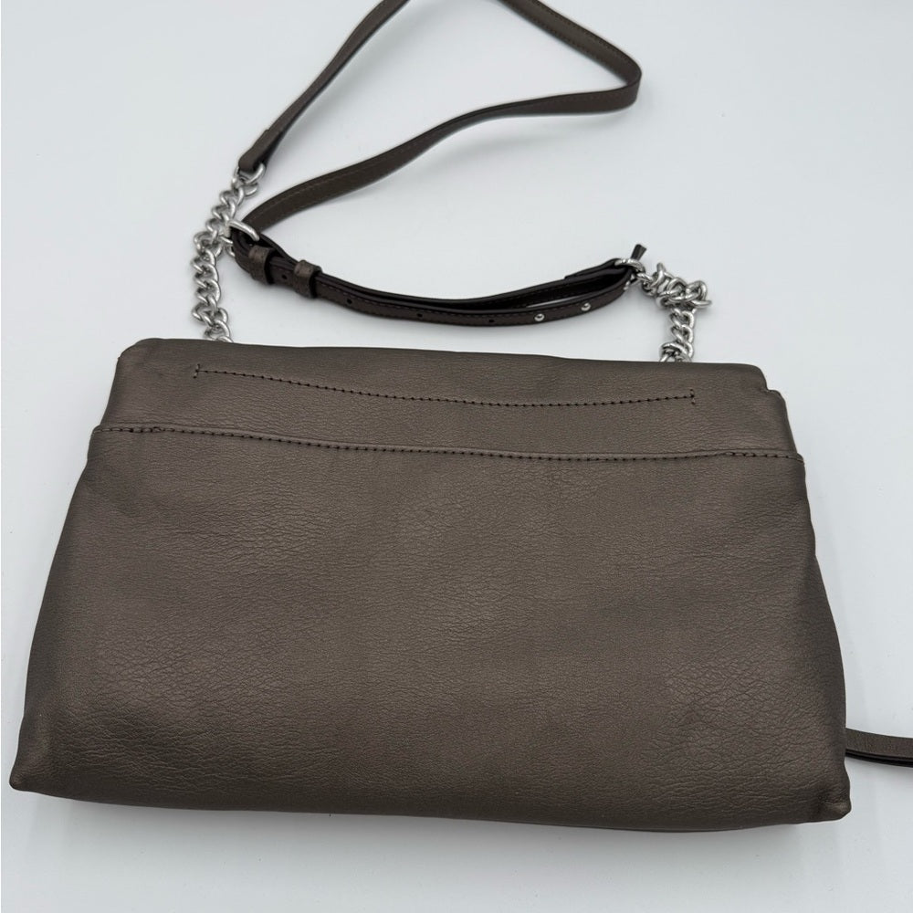 Simply Vera by Vera Wang Vegan Leather Platinum Silver Foldover Handbag