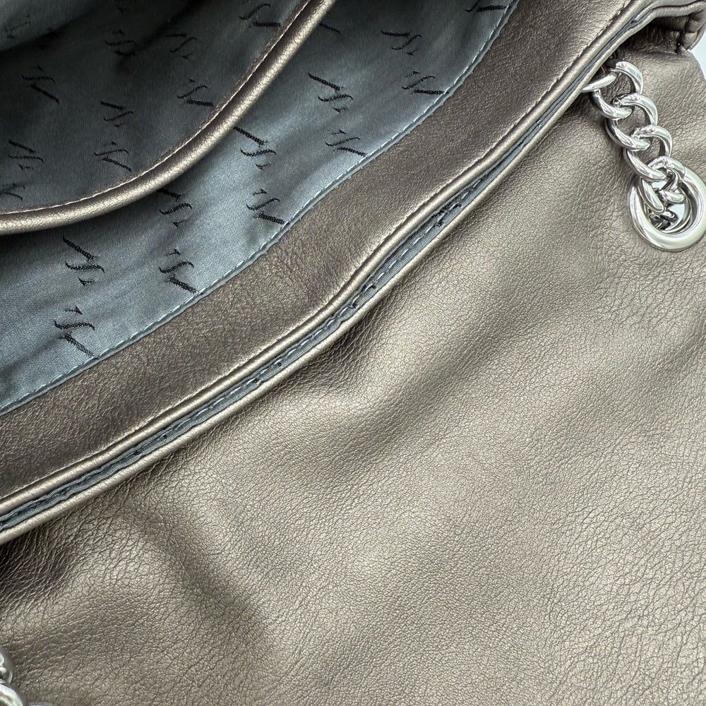 Simply Vera by Vera Wang Vegan Leather Platinum Silver Foldover Handbag