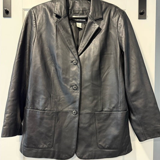 Vintage Preston & York Women’s Black Leather Jacket Size Large