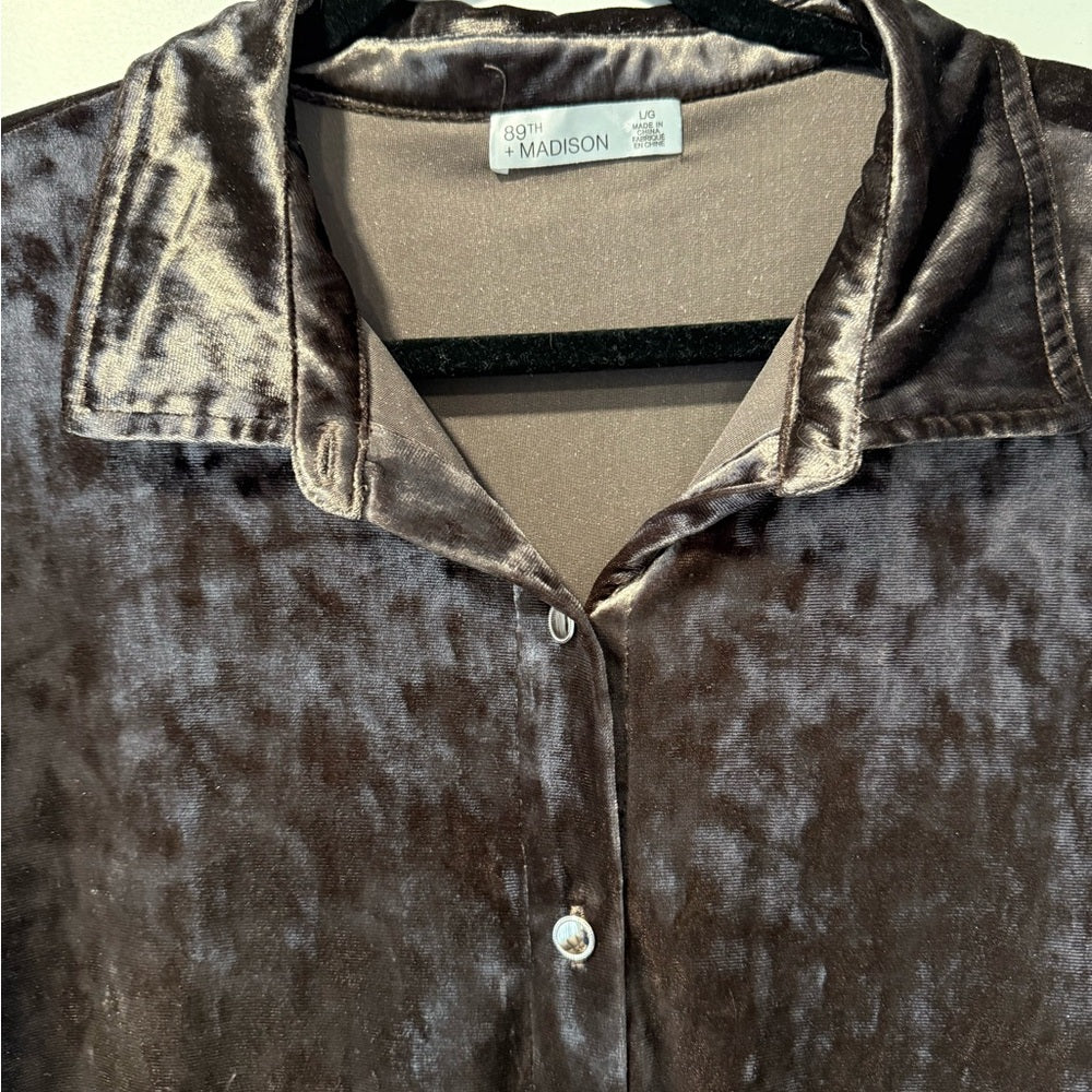 Vintage Plum Velvet Button-Up Shirt by 89th & Madison Women’s Size Large